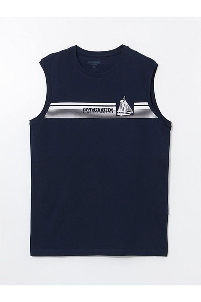 LC Waikiki Ανδρικό αμάνικο μπλουζάκι με στάμπα New Season Crew Neck - S5FT36Z8