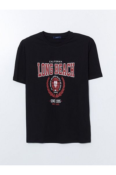 LC Waikiki New Season Crew Neck εμπριμέ χτενισμένο βαμβακερό ανδρικό Tisort - S5J850Z8