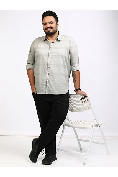 Highlander By Styli Plus Size Striped Collared Shirt