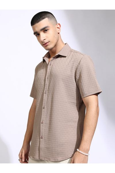 Highlander By Styli Textured Regular Fit Collared Shirt