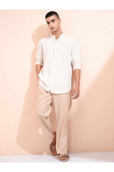 Highlander By Styli Textured Relaxed Fit Collared Shirt