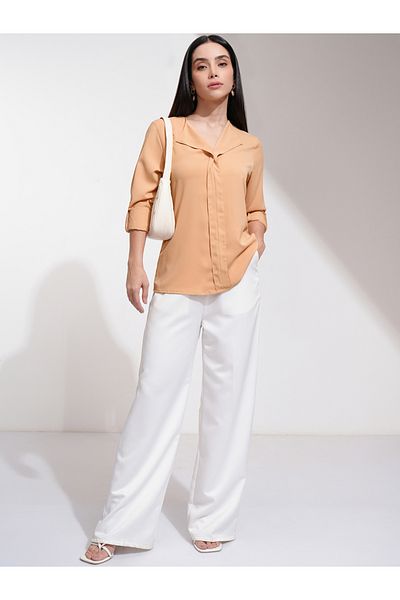 Tokyo Talkies By Styli Solid Regular Fit V-Neck Top