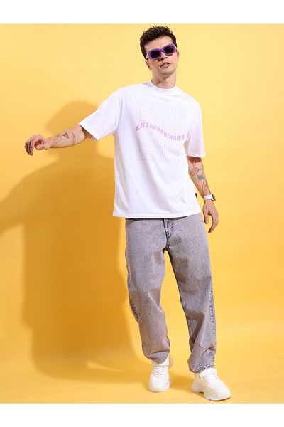 Ketch By Styli Graphic Print Round Neck Oversized T-Shirt