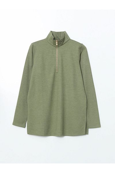 LC Waikiki Lcwaikiki Classic Green Stand Collar Women's Tunic