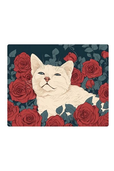 lili hediyelik Floral Cat Printed Mousepad 17.5X21.5 cm