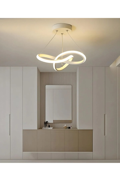 burenze Modern Tasarım Bumerang Sarkıt Power Led Avize Hol Antre Mutfak Salon Oturma Odası Avize Beyaz Gövde