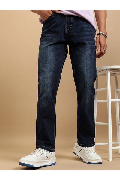 Highlander By Styli Mid-Rise Straight Fit Stretchy Faded Jeans