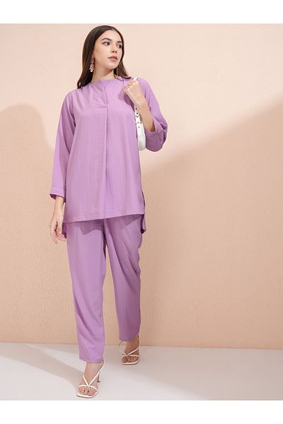 Vishudh By Styli Solid Longline Top and Pants Co-Ords