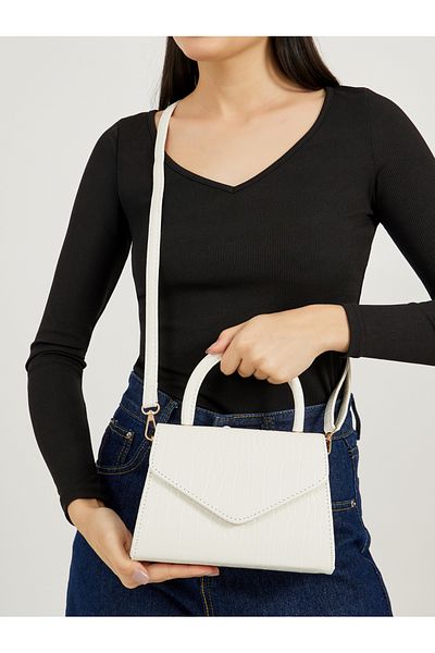 Styli Textured Handbag with Detachable Strap
