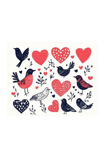 lili hediyelik Heart Birds Printed Mousepad 17,5X21,5 cm