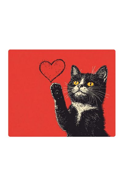 lili hediyelik Cat Printed Mousepad Facing the Heart 17.5X21.5 cm