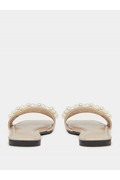 Take Two By Styli Faux Pearl Detail Slip on Flat Sandals