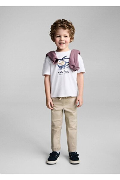 MANGO Baby Ανάγλυφο βαμβακερό μπλουζάκι