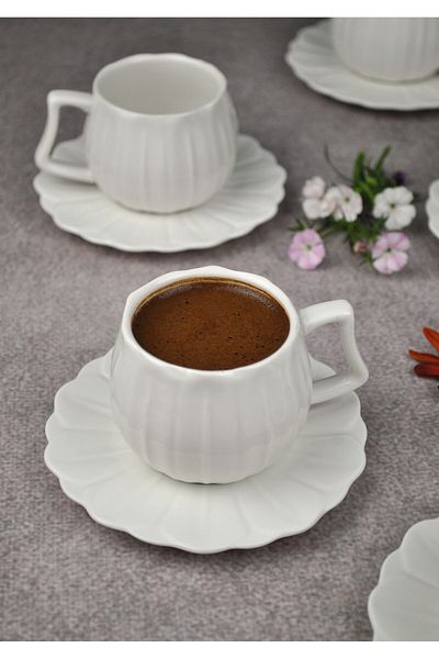 Qualitev Porcelain Turkish Coffee Cup - 6 Pieces