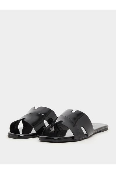 Styli Leather Look Slip-On Flat Sandals