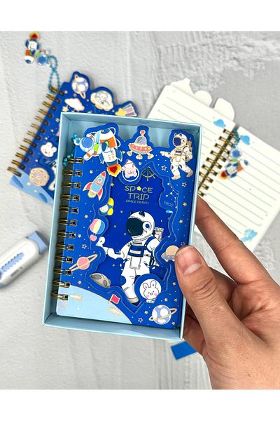 ZeCo Collection Space Trip Striped Mini Notebook / Space Designed / Astronaut
