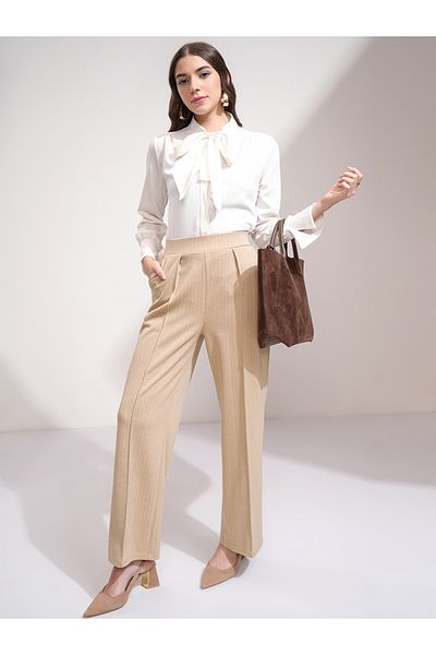 Tokyo Talkies By Styli Striped Straight Fit Pintuck Trousers
