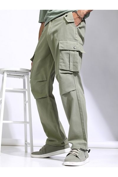 Highlander By Styli Mid Rise Straight Fit Cargos Trousers