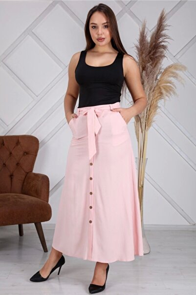 apsen Front Buttoned Belted Skirt 2083/100