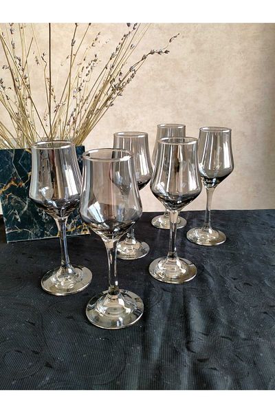 P H Panayır Home Smoked -Black Coffee Side Soft Drink Water Cup Set Goblet Set