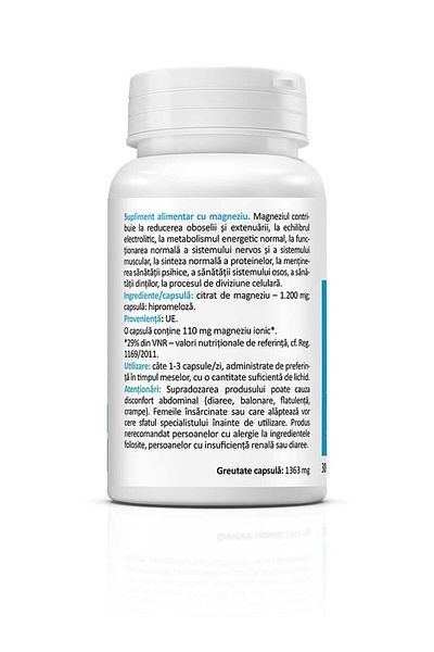 ZENYTH Magnesium Citrate, 30 capsules, Nerve and muscle relaxation, useful in occasional constipation, ZENYTH