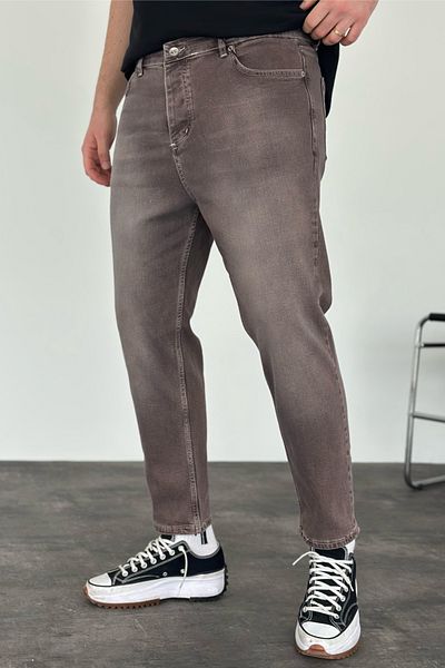MADZEYMODA Мъжки кафяви дънки Boyfriend Pattern KE-727
