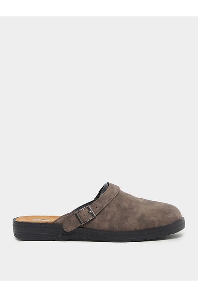 Styli Faux Leather Slip On Clogs with Buckle Detail