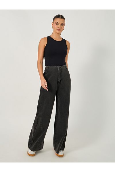 Styli High Rise Wide Leg Jeans