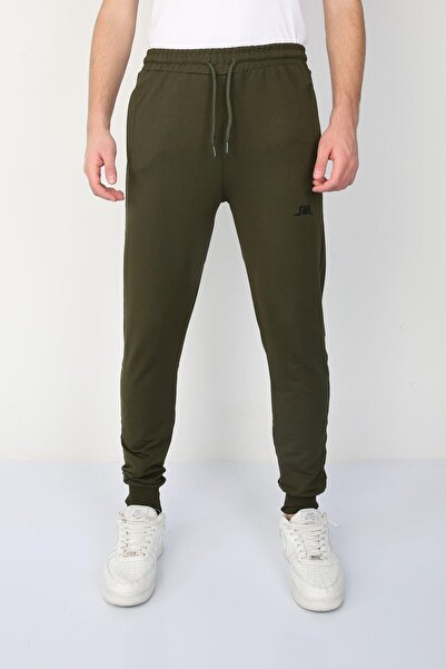 NEW YEAR FİT Two Thread Embroidered Men's Sweatpants with Cuffs