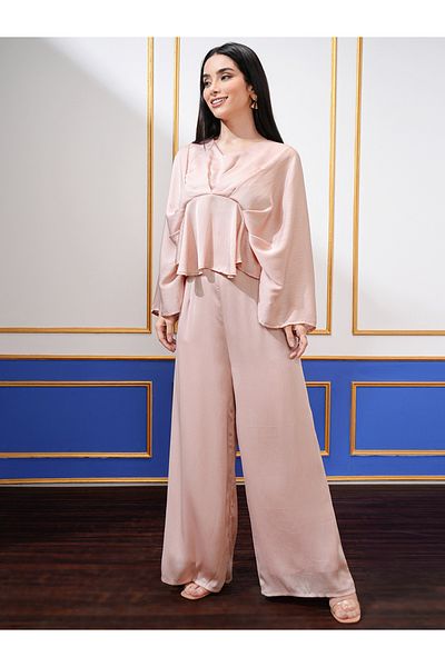 Vishudh By Styli Pleated Peplum Kaftan Top and Palazzo Co-Ords