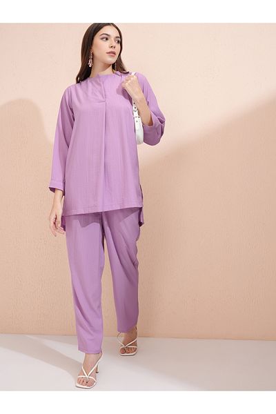 Vishudh By Styli Solid Longline Top and Pants Co-Ords