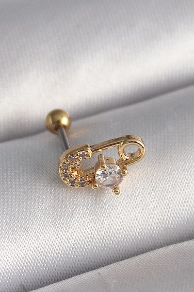 shopwave 316L Steel Gold Color Zircon Stone Bulk Needle Tragus Piercing