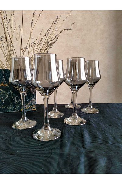 P H Panayır Home Smoked -Black Coffee Side Soft Drink Water Cup Set Goblet Set
