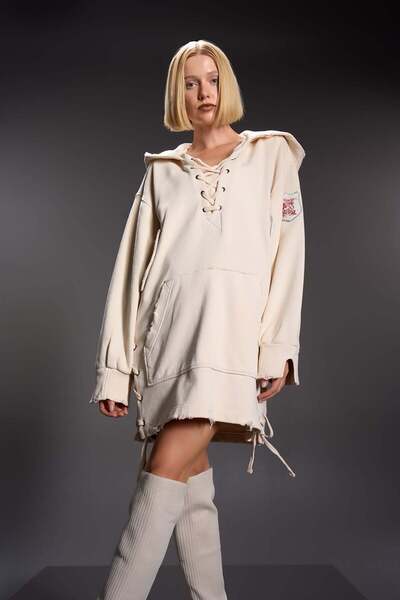 #vdr viadellerose Kadin Krem Sweatshirt 16072