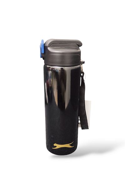 Me Çanta Unisex Black Silicone Steel Flask with Straw