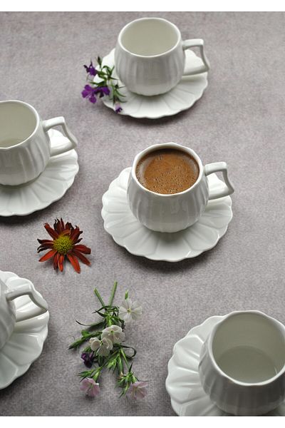 Qualitev Porcelain Turkish Coffee Cup - 6 Pieces