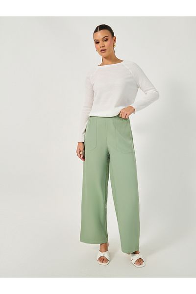 Styli High Rise Tapered Pants with Drawstring Waistband Detail