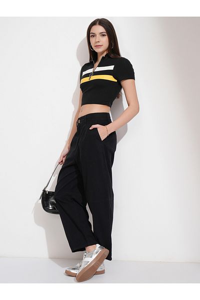 Tokyo Talkies By Styli Mid Rise Wide Leg Trousers