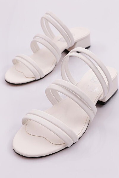 DGN White Oval Toe Women's Slippers - 3 Strips 16122342674