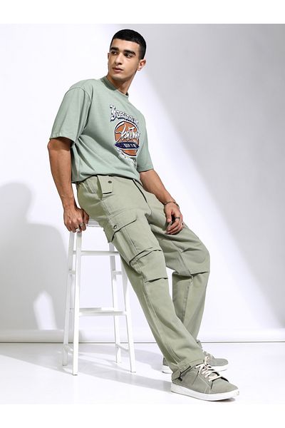 Highlander By Styli Mid Rise Straight Fit Cargos Trousers
