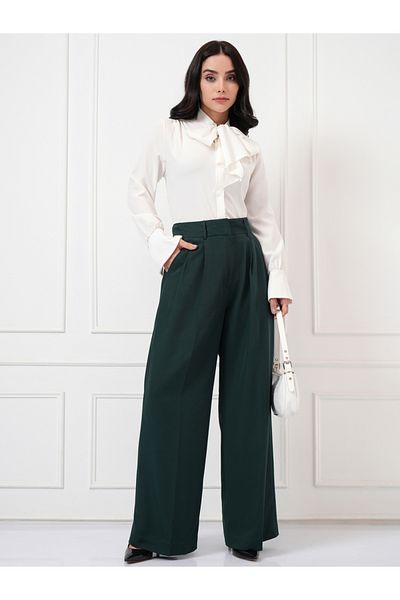 Tokyo Talkies By Styli Mid Rise Wide Leg Pleated Trousers