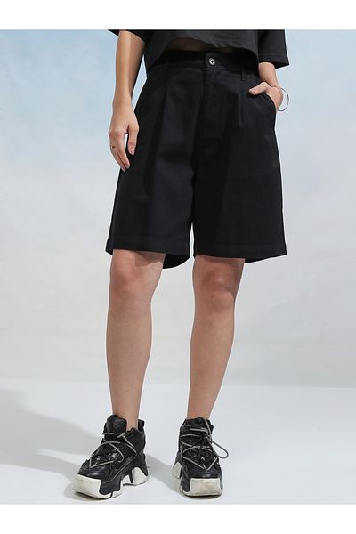 Tokyo Talkies By Styli Solid High Rise Chino Shorts