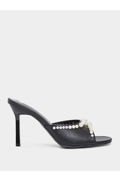 Styli Faux Pearl Embellished Stiletto Heel Sandals