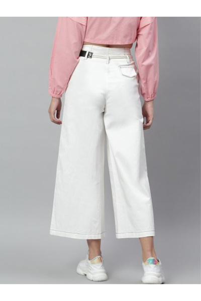 Kassually By Styli Mid Rise Wide Leg Culotte Pants with Belt