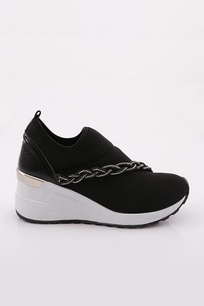 DGN 0112 Damen-Sneakres-Schuhe mit dicker Sohle und silbernen Steindetails