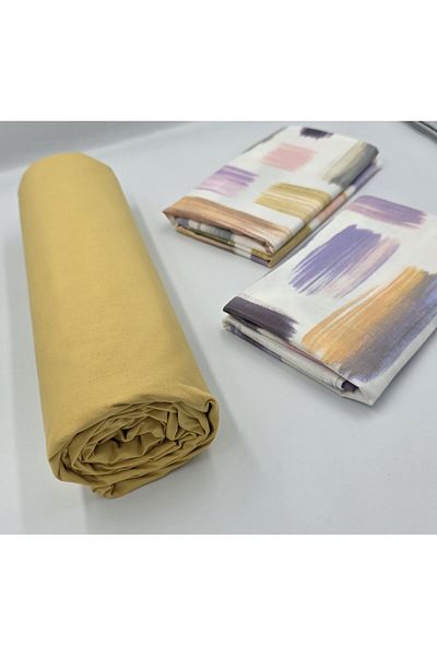 pınarhome collectıon New Season - 100% Organic Cotton, Soft Sand and Elastic Crossbody+Pillow Cover Corner Depth 28-30 cm