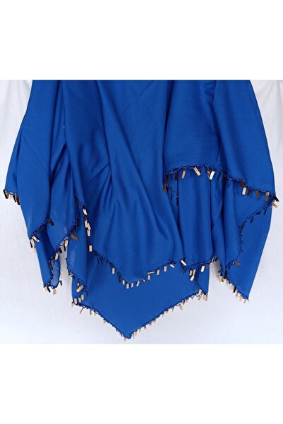 Bircan Hediyelik Sequin Crochet Embroidery Parliament Blue Head Cover Scarf P...