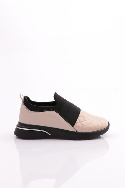 DGN Pantofi de damă cu model pătrat, cu partea superioară elastică, bej negru 31535105