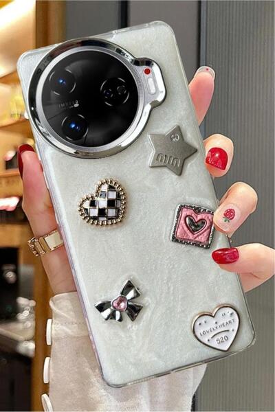 3GEN CASE Tecno Camon 30 Pro 5g Compatible 3D Stone Ribbon Butterfly Heart Glitter Motif Glitter Hard Cover