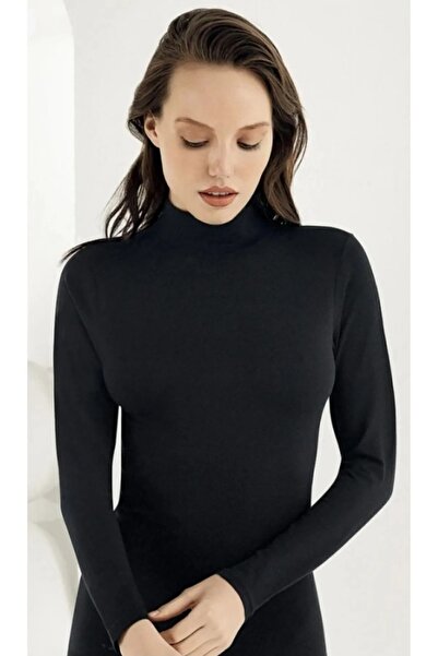 YCN TEKSTİL كم طويل نصف رقبة ليكرا ممشط بادي